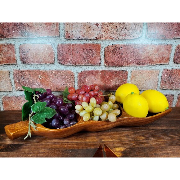 Large Wood Vintage Divided Tray, Charcuterie Board, Monkeypod - Picture 4 of 5